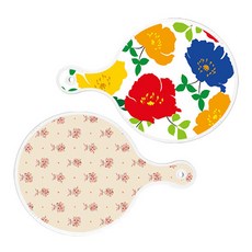 로엠디자인 원형서빙보드 국화블루화이트 + 담황색꽃다발, 혼합 색상, 1세트