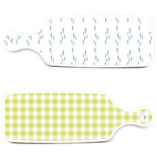 Roem Design 上菜砧板 2入 格紋粉彩淺綠套組, 格紋粉彩淺綠, 精緻魚群, 1套