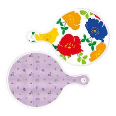 Roem Design 圓形上菜板 菊花藍白 + 紫色花朵格紋, 混合顏色, 1套