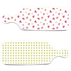 Roem Design 圓形圖案粉彩淺綠砧板 上菜板 2入組, 圓形圖案粉彩淺綠板, 淺粉紅色愛心板, 1套