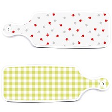 Roem Design 上菜砧板 2入 格紋淡綠色組, 格紋淡綠色, 什錦蘋果, 1套