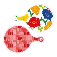 Loem Design 圓形上菜板 菊花藍白 + 長短色格紋, 混合顏色, 1套