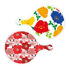Roem Design 圓形上菜板 菊花藍白 + 紅色山茶花, 混合顏色, 1套