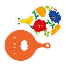 ROEM DESIGN 圓形上菜板 菊花藍白色 + 泡菜橘, 混合顏色, 1套