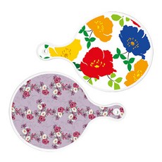 Roem Design 圓形上菜板 菊花藍白色 + 碧藍色花朵, 混合顏色, 1套