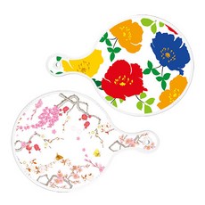 Roem Design 圓形托盤 菊花藍白色 + 浪漫胭脂色floral, 混色, 1套