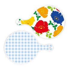 Roem Design 圓形上菜板 菊花藍白 + 格紋粉彩藍, 混合顏色, 1套
