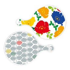 Roem Design 圓形上菜板 菊花藍白 + 葉子圖案, 混合顏色, 1套
