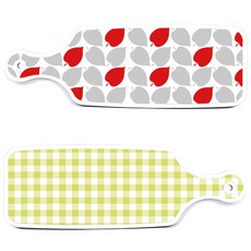 Roem Design 上菜砧板 2入 格紋粉嫩淺綠組, 格紋粉嫩淺綠, 紅綠落葉, 1套