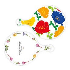 Roem Design 圓形上菜板 菊花藍白 + 浪漫圖案花卉線條, 混合顏色, 1套