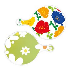Roem Design 圓形上菜板 菊花藍白色 + floral design 白色連翹花, 混合顏色, 1套