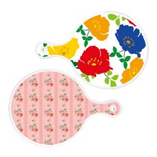 Roem Design 圓形托盤 菊花藍白色 + 粉紅玫瑰, 混合顏色, 1套