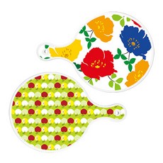 Roem Design 圓形上菜板 菊花藍白 + 蘋果淺綠, 混合顏色, 1套