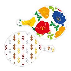 Roem Design 圓形上菜板 菊花藍白 + 松木白, 混合顏色, 1套