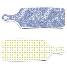 Roem Design 上菜砧板 2入 圓形圖案粉彩淺綠組, 圓形圖案粉彩淺綠, 藍白色線條藝術, 1套