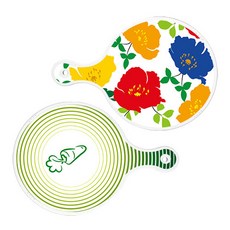 Roem Design 圓形上菜板 菊花藍白色 + 蔬菜線條綠色, 混合顏色, 1套