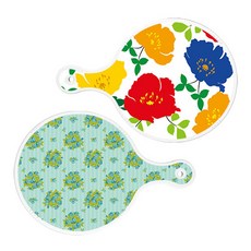 Roem Design 圓形托盤 藍白菊花 + 玉色藤蔓玫瑰, 混合顏色, 1套