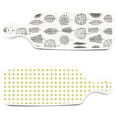 Roem Design 圓形圖案粉彩淺綠板上菜砧板 2件組, 圓形圖案粉彩淺綠板, 木紋線條藝術板, 1套