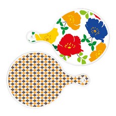 Roem Design 圓形上菜板 菊花藍白色 + 英格蘭黃色格紋, 混合顏色, 1套