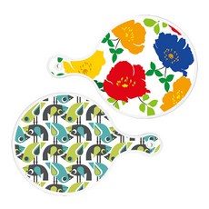 Roem Design 圓形上菜板 菊花藍白 + 小鳥, 混合顏色, 1套