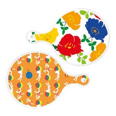 Loem Design 圓形上菜板 菊花藍白 + 兔子2, 混合顏色, 1套