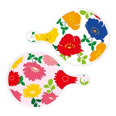 Loem Design 圓形上菜板 菊花藍白色 + 菊花粉紅色, 混合顏色, 1套