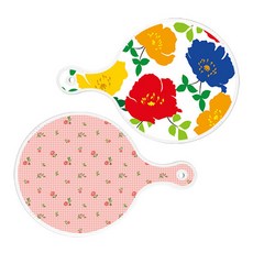 ROEM DESIGN 圓形托盤 菊花藍白色 + 粉紅花朵格紋, 混合顏色, 1套