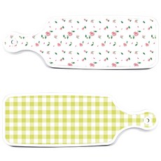 Roem Design 盛菜砧板 2件組 格紋粉嫩淺綠套組, 格紋粉嫩淺綠, 紅紫色玫瑰白, 1套