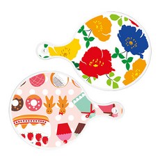 Roem Design 圓形上菜板 菊花藍白色 + 小甜甜圈, 混合色, 1套