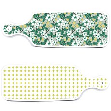 Loem Design 圓形圖案粉彩淺綠上菜砧板 2件組, 圓形圖案粉彩淺綠板, 花朵灰色板, 1套