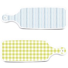 Roem Design 上菜砧板 2入 格紋粉彩淺綠色組, 格紋粉彩淺綠色, 靛藍色線條, 1套