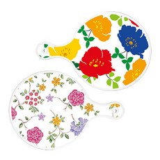 Roem Design 圓形上菜板 菊花藍白 + 浪漫紅floral 白色, 混合顏色, 1套