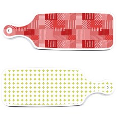 Roem Design 圓形圖案粉彩淺綠上菜砧板 2件組, 圓形圖案粉彩淺綠板, 長短色格紋板, 1套