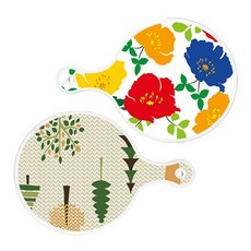 ROEM DESIGN 圓形托盤 菊花藍白色 + 森林圖案1, 混合色, 1套