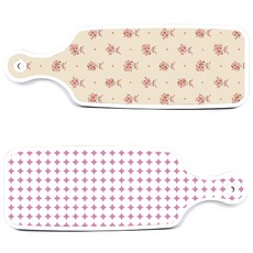 Roem Design 托盤砧板 2件組 圓形圖案 粉彩粉紅色 套組, 圓形圖案粉彩粉紅色, 淡黃色花束, 1套