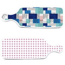 Roem Design 托盤砧板 2件組 圓形圖案 粉彩粉紅色套組, 圓形圖案粉彩粉紅色, 藍色格紋, 1套