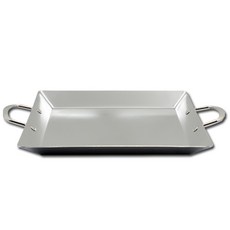 EUGENE TOSCO IH瓦斯爐通用雙耳方形3層不鏽鋼煎鍋, 中號（寬 360mm x 長 310mm）, 1個