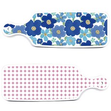 Roem Design 上菜砧板 2入 圓形圖案 粉彩粉紅色 套組, 圓形圖案粉彩粉紅色, 青藍色花朵, 1套