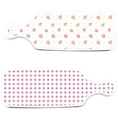 Roem Design 上菜砧板 2入 圓形圖案 粉彩粉紅 套組, 圓形圖案粉彩粉紅, 燻色牽牛花白, 1套