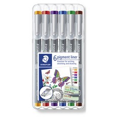 STAEDTLER 施德樓 308SSB6 彩色代針筆 6色組 0.5mm, 橘色, 紅色, 紫羅蘭色, 藍色, 藍色, 綠色, 深棕色, 1套