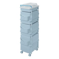 리빙스마일 포켓 컬러풀 이동식 수납함 혼합4단, 블루, 1세트