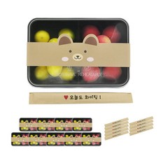 Donna&deco PP耐熱一次性便當盒 黑色 兩格 10入 + 熊熊腰封 10入 + 牛皮竹筷 今天也加油 10入, 1套, 1組