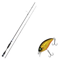 AOMEX Neo Black Spinning Type Lure Fishing Rod S-662ML + Damiki Dtisco-40 Hard Bait Lure 40mm 236H BLACK GOLD HOLO, 1套