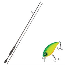 永規產業 Blue Force Starzen 路亞釣竿 S68M + Damiki D-Tisco-40 硬餌路亞 40mm 206D MAT TIGER, 1套
