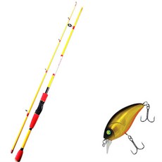 APIS Bass Game 路亞釣竿 XT 黃色 + Damiki D-tisco-40 硬餌路亞 40mm 236H BLACK GOLD HOLO, 1套