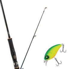 Won Da Avalon路亞竿 702M Spinning+Damiki DTSCO-40硬餌路亞 40mm 206D MAT TIGER, 1套