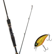 Won Da Avalon路亞竿 632M 魚餌+Damiki DTSCO-40硬餌路亞 40mm 236H BLACK GOLD HOLO, 1套