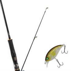 Won Da Avalon路亞竿 702M 旋轉式+Damiki DTSCO-40硬餌路亞 40mm 314H YELLOW AYU, 1套