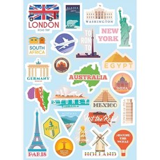 Partybok 世界漫畫地標 24 套載體貼紙 STST0046, 混色, 1套