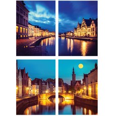 우꾸 북유럽 더블포스터A 4p 세트, 혼합 색상